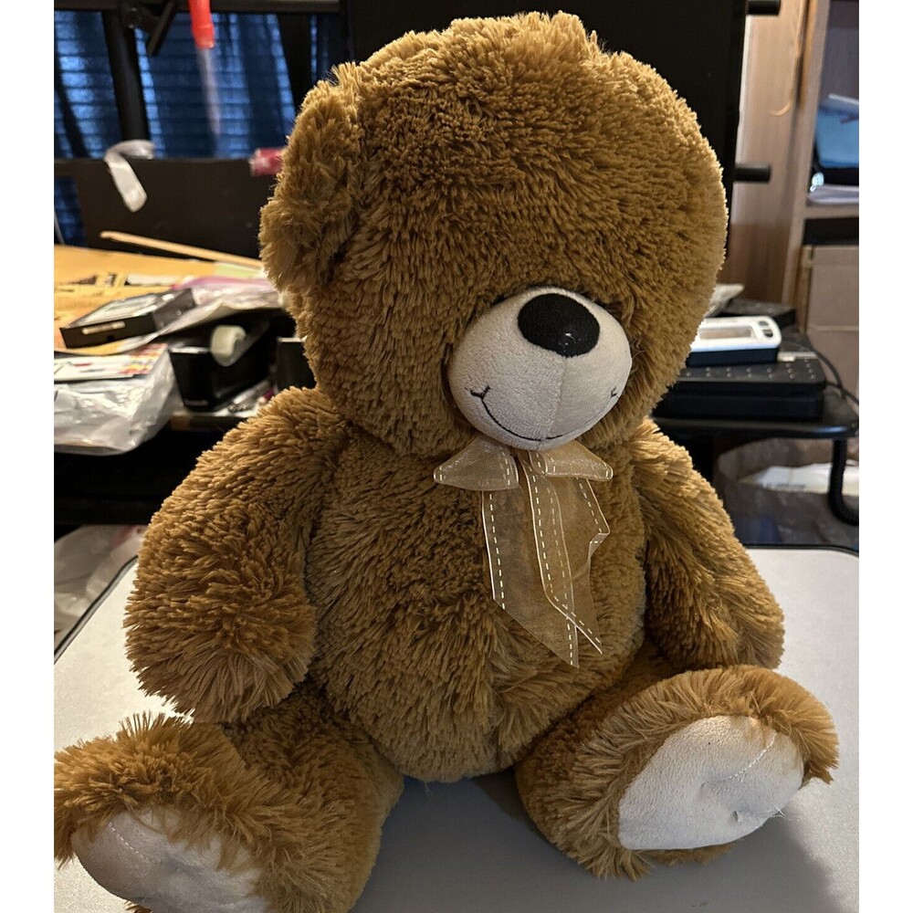 STUFFED BEAR ANIMAL PLUSH 16" TALL SITTING LIGHT BROWN DAN DEE COLLECTORS CHOICE